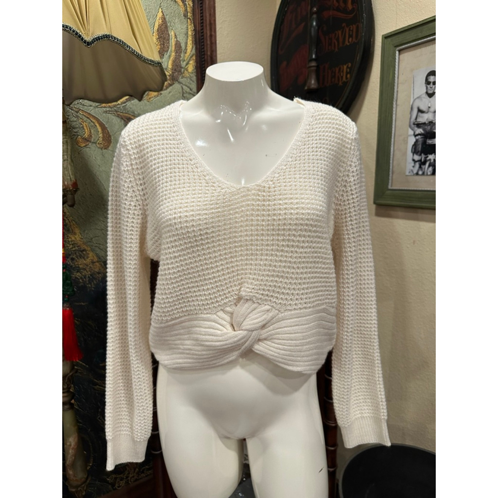 No Comment Off White V Neck Sweater XL